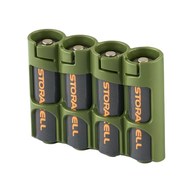 Storacell by Powerpax Slimline AA Battery Storage Caddy, Military Green - Holds 4 Batteries (Not Included) - Image 1